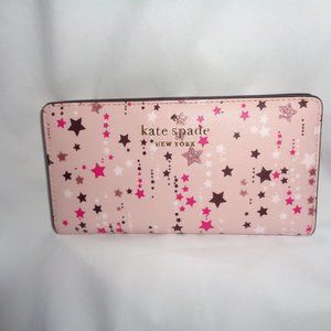 Kate Spade Twinkle Printed Large Slim Bifold Wallet Pink Multi